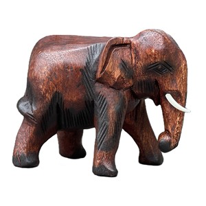 Figurine d'éléphant en bois de Sheesham sculptée à la main, traditionnelle et écologique, par Aqdus Saleem |   Vente en gros Moradabad |   Brun naturel - Product Image 3