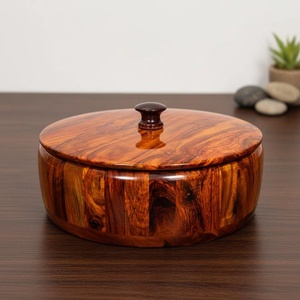 ชามสลัดไม้กระถินณรงค์ทรงสูง ปี 2026 ชามผลไม้ไม้ตกแต่งสำหรับเสิร์ฟขนมและของว่าง - Product Image 5