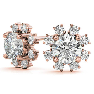 ต่างหูเพชรเม็ดกลมแบบคลัสเตอร์ VS1 เพชรสร้างในห้องปฏิบัติการ แท้ 10k 14k 18k สำหรับผู้หญิงและเด็กผู้หญิง - Product Image 4