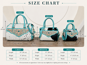 Handmade Tooled Cowhide Leather <b>Mini</b> Duffle Bag for Women Crossbody Small Speedy bag with Turquoise Stone Travel Overnight Bags - Product Image 2