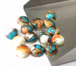 Cabochon rond en cuivre turquoise d'huître de 8 mm - Cuivre turquoise d'huître en vrac de qualité AAA - Product Image 1