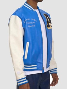 เสื้อแจ็คเก็ตหนัง Avirex American League Champions สีน้ำเงินและสีขาวแบบ Bomber - Product Image 2