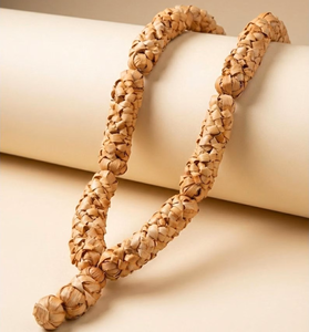 Guirlande de prière Mala en perles de bois naturel, traditionnelle indienne, écologique, sacrée, religieuse, pour mariage, décoration de temple, à suspendre - Product Image 1