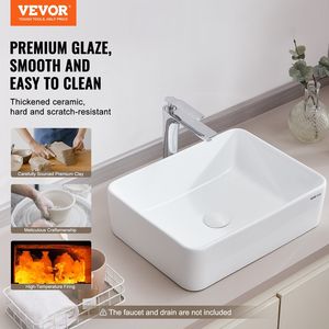 Lavabo da Appoggio Rettangolare Stile Moderno B 48x37,3 cm in Ceramica Bianca per Bagno - Product Image 2