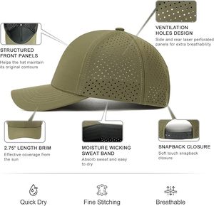 Casquette Snapback 6 Panneaux Vert Olive en Maille Respirante Unisexe Réglable Décontractée Printemps-Été Adulte - Product Image 6