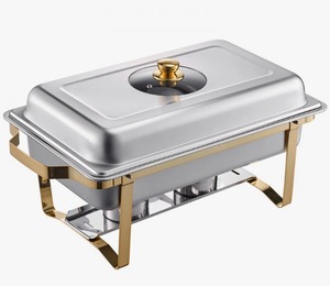 Gold Stainless Steel <b>Chafing</b> <b>Dish</b> <b>Buffet</b> <b>Set</b> 4 Qt Rectangular Half Size Pan Catering Food Warmer at Best Price - Product Image 5
