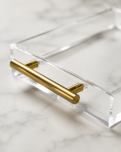 Bandeja de Servir de Acrílico Transparente con Asas de Metal, Bandeja Decorativa de Lucite para Mesa de Centro, Organizador de Perfumes y Joyas, Apta para Alimentos - Product Image 4