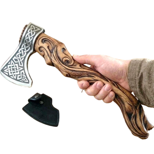 Hache tactique viking artisanale avec manche en bois et lame en acier inoxydable, design celtique, pour la survie - Product Image 4