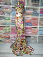 Ventes chaudes de Maqbal Dirac somalien avec un motif floral et des feuilles et des paillettes dorées pour les occasions spéciales