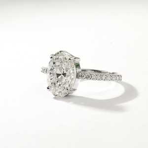 Lab Grown Diamond Oval Cut 2-4 Carat VS1 IGI Certified Simple Solitaire Diamond <b>Ring</b> 18k Solid Gold Platinum Engagement <b>Ring</b> - Product Image 2
