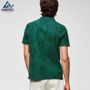 New Design Custom Printed Men Polo Shirt Summer Casual Green <b>Leaf</b> Print Short Sleeve Cotton Breathable Polo Shirts - Product Image 3