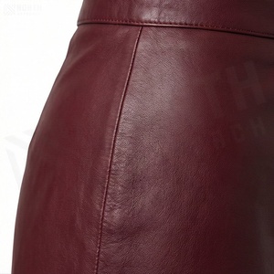 Jupe trapèze en similicuir pour femme, longueur genou, couleur unie, style minimaliste, brillante, taille normale, toutes saisons - Product Image 5