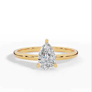 Anillo de Compromiso Clásico de Plata de Ley con Diamante Simulado en Forma de Pera, Anillo de Boda Minimalista con Solitario para Mujer - Product Image 1