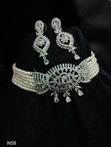 Ensemble de bijoux de mariée en diamant américain classique Collier et boucles d'oreilles en deux pièces pour mariage Style classique à la mode - Product Image 3