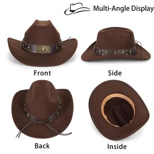 Chapeau de cowboy occidental pour hommes et femmes, chapeau Fedora classique à enrouler avec ceinture à boucle, vente en gros OEM - Product Image 3