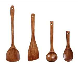 Ensemble d'ustensiles de cuisine en bois d'olivier faits à la main, résistants à la chaleur, en bois massif, 4 pièces - Product Image 6