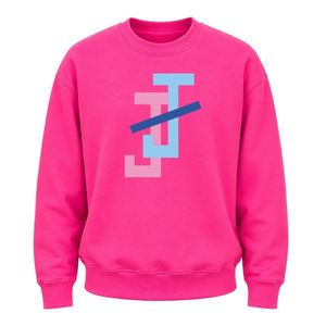 เสื้อสเวตเชิ้ตคอกลมสีชมพูร้อนแรงพร้อมโลโก้กราฟิก เสื้อสวมหัวลำลองสำหรับผู้หญิง สาวๆ เสื้อผ้าแฟชั่น สตรีทแวร์ ใส่ได้ทุกวัน - Product Image 1