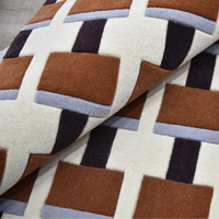 Geometrisches Muster Woll-Teppich mit Niedrigem Flor Rechteckiger Teppich mit Latex-Rückseite Modernes Karo-Design Handwäsche/Chemische Reinigung Wohnzimmer Schlafzimmer
