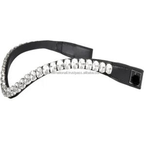 รูปทรงคลื่น ทุกขนาด สายคาดคอหนังม้าควายแท้หนา ออกแบบด้วยสายคาดคอคริสตัลเพชร 1 แถว - Product Image 2