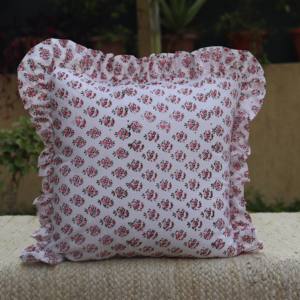 Vintage Floral Cotton Raffle Cushion <b>Covers</b> Bohemian <b>Throw</b> Pillows Handprinted Boho Trim Sofa <b>Bed</b> Pillow <b>Cover</b> Indian Cushion - Product Image 2