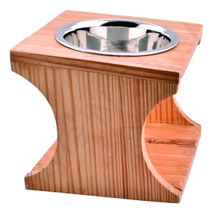 Cuenco antideslizante de acero inoxidable para perros con soporte de madera color marrón a precio mayorista Cuenco de comida para perros y Mascotas - Product Image 1