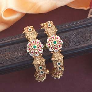 Antique Designer Copper Alloy Gold Plated Bangles-Trendy Number Pattern Bracelets - Product Image 2