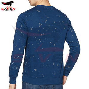 Sudadera de Felpa Francesa para Hombre al por Mayor, con Logotipo Personalizado, Estampado de Puntos Azules, Corte Regular, Cuello Redondo, Sudaderas para Hombre - Product Image 3