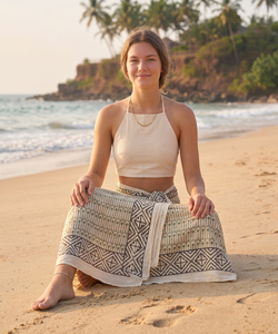 Sarong de plage bohème en gros, écharpe en coton faite à la main imprimée, vêtement d'été pour femme, paréo de plage en coton imprimé à la main - Product Image 6
