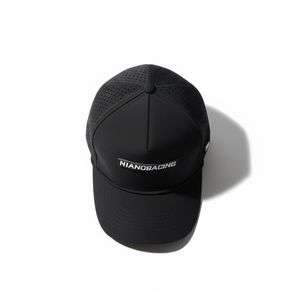 Custom Logo Black Golf Cap 5 Panel Waterproof PU Leather Hat Adjustable Sports Cap Wholesale - Product Image 2
