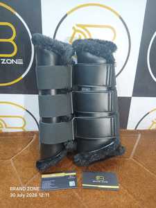 BRAND ZONE Bottes équestres en cuir verni pour chevaux, protections de tendons 8MM en néoprène et fausse fourrure, durables et confortables - Product Image 5