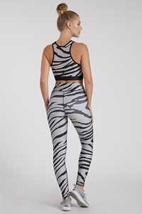 2026 Best High Waist Full Length Zebra Print Yoga <b>Leggings</b> Women Spandex Polyester Elastic Waist Four-Way Stretch <b>Flared</b> Leg - Product Image 2