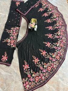 Designer Black Faux Georgette Choli Lehenga Dupatta Women Party <b>Wedding</b> Diwali Summer Quick Dry Sun Protection Wholesale Premium - Product Image 4