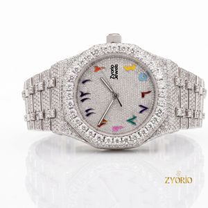 Montre de luxe unisexe à tourbillon en moissanite glacée, personnalisée, octogonale, en acier inoxydable, avec cristal saphir et mouvement à quartz pavé de diamants - Product Image 2