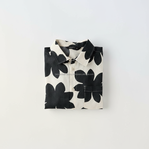 Men's Cuban Collar <b>Shirt</b> <b>Black</b> Floral <b>Short</b> <b>Sleeve</b> Breathable Custom OEM Wholesale - Product Image 6
