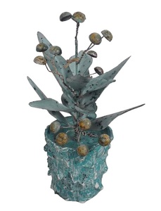 Pot de fleurs mural en métal moderne fait main, motif feuille verte longue multicolore, décoration artistique pour jardin et maison, produit phare - Product Image 6