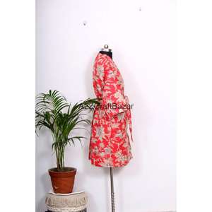 Robe kimono pour femmes en coton 100% pur à imprimé floral de luxe avec manches trois quarts, tissu doux et respirant pour l'hiver - Product Image 3