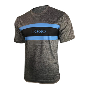 Men's Quick Dry Sporty T-<b>Shirt</b> Short Sleeve O-Neck Striped Design Heat-Transfer Printing Regular Fit <b>100</b>% <b>Polyester</b> - Product Image 2