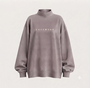 เสื้อสเวตเชิ้ตคอเต่าทรงโอเวอร์ไซส์สำหรับผู้หญิง ผ้าฝ้ายฟลีซ  แบบเรียบง่าย  รับผลิตเสื้อผ้าแบรนด์ส่วนตัว - Product Image 1