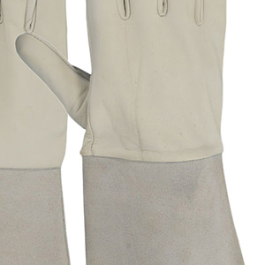 Heavy Duty Leather Welding <b>Gloves</b> Long Cuff Heat Resistant Anti-static Cotton Lined Straight Thumb - Product Image 4