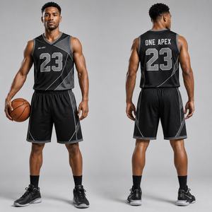Ensemble Maillot et Short de Basketball Géométrique Noir et Gris Personnalisé pour Hommes – Respirant, Séchage Rapide, Tenue de Sport d'Équipe – Vente en Gros OEM ODM - Product Image 6