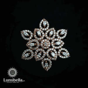 Rose Gold Plated Bridal Band Ring with Zircon Stones - Product Image 1