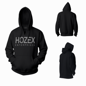 Sweat-shirt à capuche personnalisé en polaire noir, orné de strass, épais, unisexe, surdimensionné, avec cristaux incrustés, vente en gros - Product Image 2