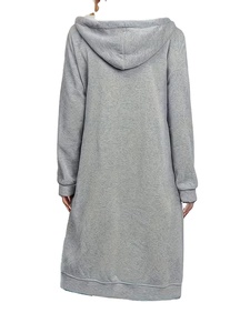 Women's Plus Size Summer Mid-Length Fleece Coat Zip-Up Hoodie Curved Hem Deep Gray Stylish Casual Design Pockets Warmth 100% - Product Image 2