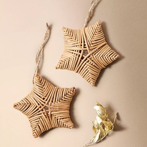 Rattan tree ornament set handmade <b>christmas</b> ornaments hanging pine trees holiday decor gifts - Product Image 5