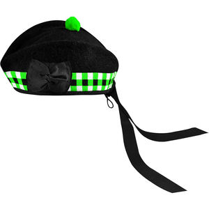 Sombrero Glengarry Escocés Tradicional Verde Neón con Diseño a Cuadros, Diseñado para Gaitas de Fúqueta, Colores Personalizados, Venta al por Mayor 2026 - Product Image 1