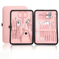 Kit de Cuidado de Uñas de Alta Gama, 18 Piezas, Herramientas Profesionales de Manicura y Pedicura, Acero Inoxidable, Duradero, Portátil, Set de Viaje
