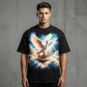 Custom Graphic Print Oversized Black O Neck T Shirt 100% Cotton Eco Friendly Fabric Trendy Style Short Sleeve T Shirt Streetwear - Product Image 3