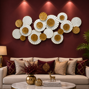 Décoration murale florale en métal vieilli, sculpture murale florale moderne, décoration murale botanique pour salon, chambre, bureau - Product Image 1