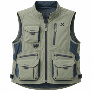 Gilets de pêche et gilets utilitaires pour hommes - Vert olive - Six couleurs - Fabricant de vêtements de sport et de plein air - Style multi-poches - Product Image 1