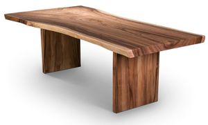 Tablas de Madera de Nogal y Roble con Borde Natural para Mesa de Comedor, Plegables, Modernas, con Patas de Hierro, Forma Rectangular - Product Image 2